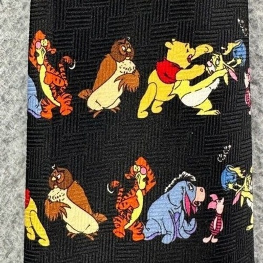 Disney Necktie Adult Black‎ Winnie The Pooh Tiger Eyore Polyester Mens